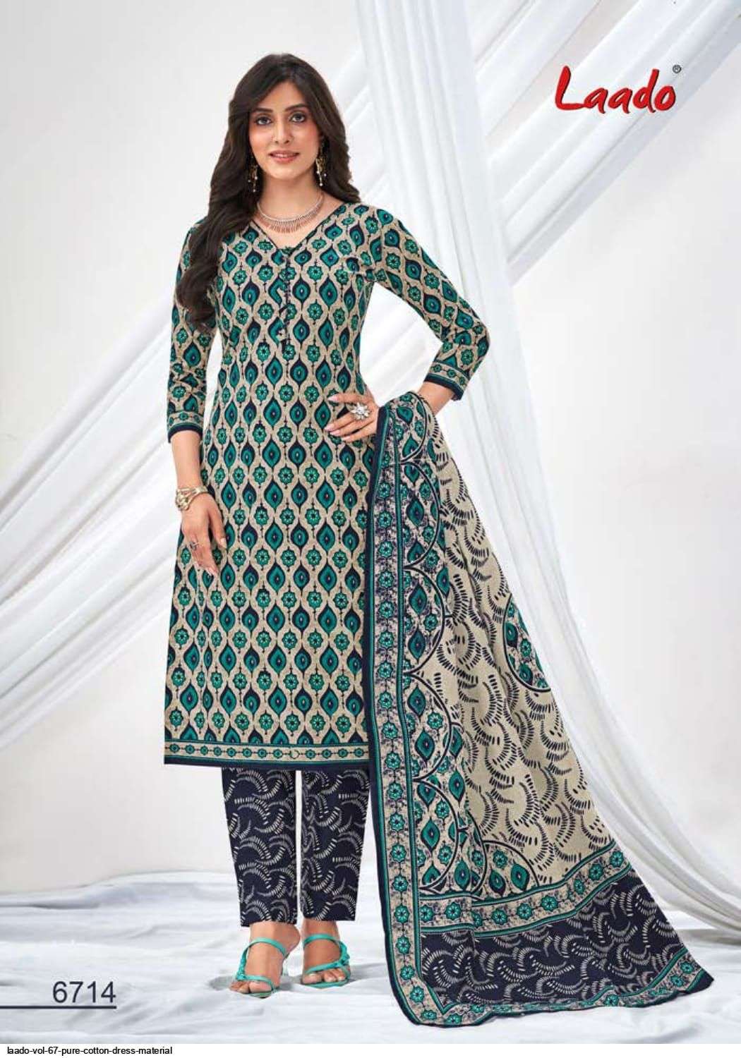 Laado Vol-67 By Laado 6701 To 6720 Series Beautiful Suits Colorful Stylish Fancy Casual Wear & Ethnic Wear Pure Cotton Dresses At Wholesale Price