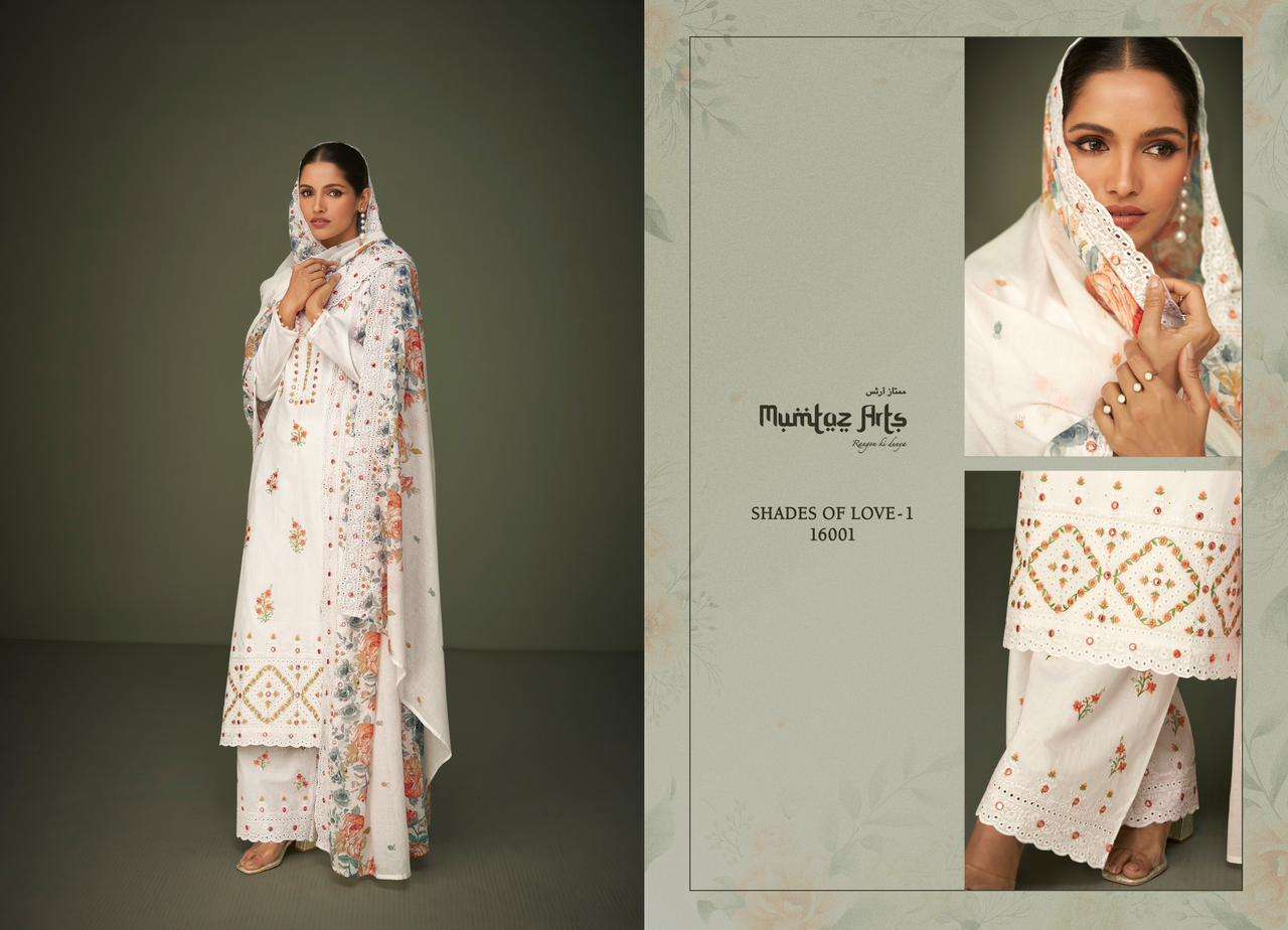 Shades Of Love Vol-1 By Mumtaz Arts 16001 To 16004 Series Beautiful Suits Colorful Stylish Fancy Casual Wear Pure Lawn Dresses At Wholesale Price