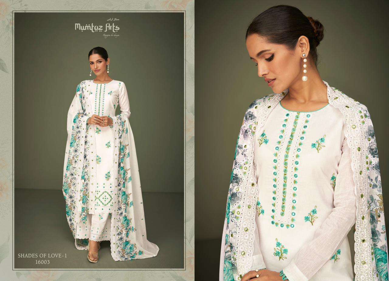 Shades Of Love Vol-1 By Mumtaz Arts 16001 To 16004 Series Beautiful Suits Colorful Stylish Fancy Casual Wear Pure Lawn Dresses At Wholesale Price