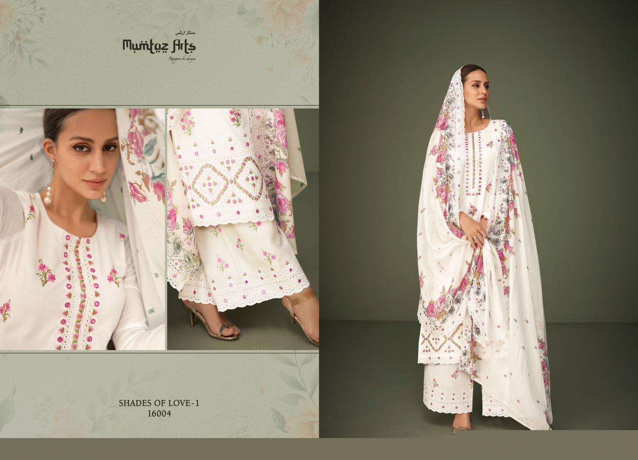 Shades Of Love Vol-1 By Mumtaz Arts 16001 To 16004 Series Beautiful Suits Colorful Stylish Fancy Casual Wear Pure Lawn Dresses At Wholesale Price