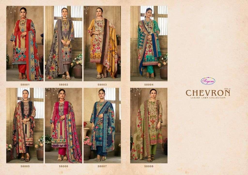 Chevron Vol-2 By Siyoni 58001 To 58008 Series Beautiful Festive Suits Colorful Stylish Fancy Casual Wear & Ethnic Wear Pure Cotton Embroidery Dresses At Wholesale Price