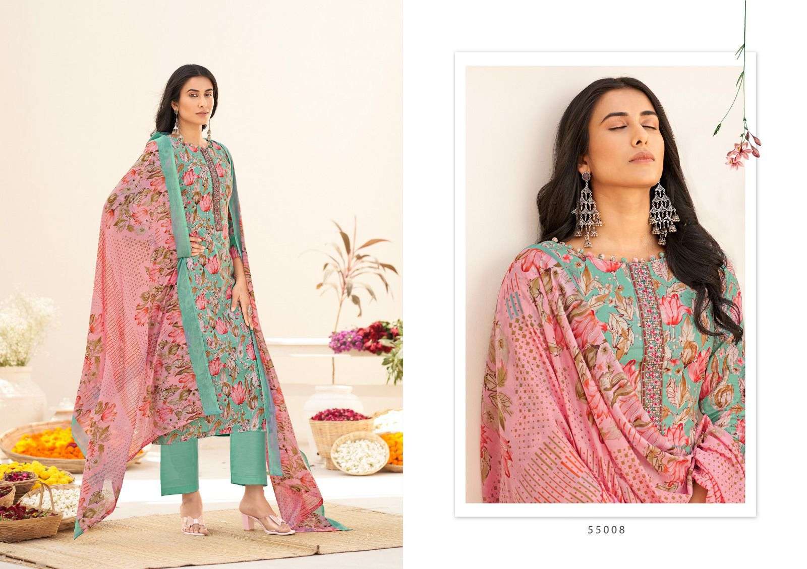 Aroma By Masakali 55001 To 55008 Series Designer Sharara Suits Collection Beautiful Stylish Fancy Colorful Party Wear & Occasional Wear Pure Cambric Cotton Digital Print With Embroidered Dresses At Wholesale Price