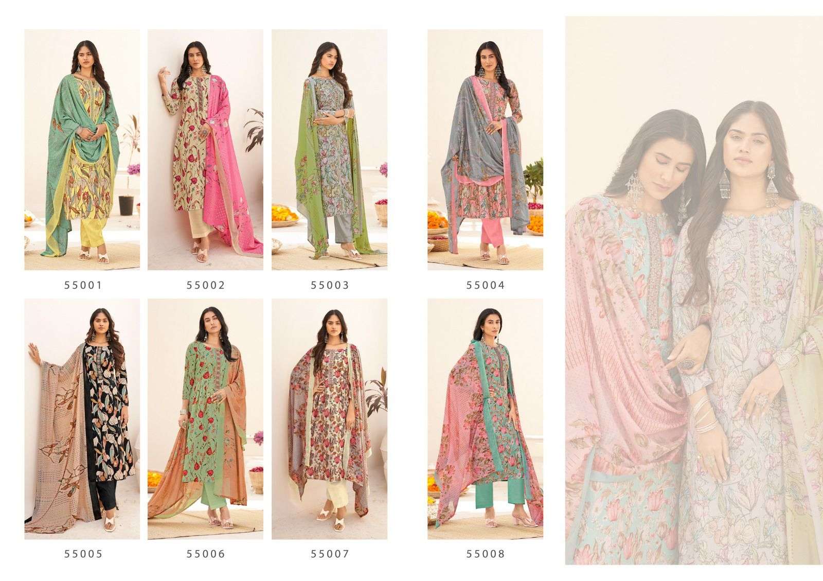 Aroma By Masakali 55001 To 55008 Series Designer Sharara Suits Collection Beautiful Stylish Fancy Colorful Party Wear & Occasional Wear Pure Cambric Cotton Digital Print With Embroidered Dresses At Wholesale Price