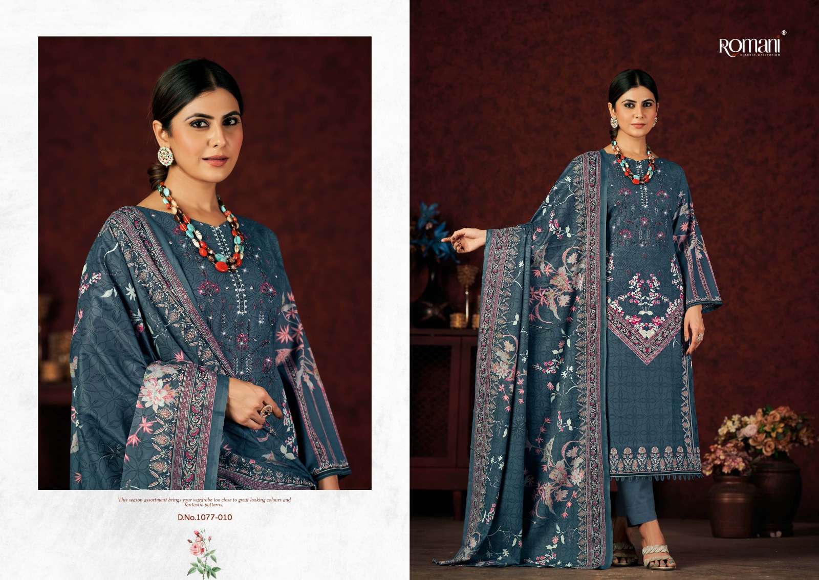 Mareena Vol-13 By Romani 1077-001 To 1077-010 Series Beautiful Stylish Festive Suits Fancy Colorful Casual Wear & Ethnic Wear & Ready To Wear Pure Soft Cotton With Embroidery Dresses At Wholesale Price
