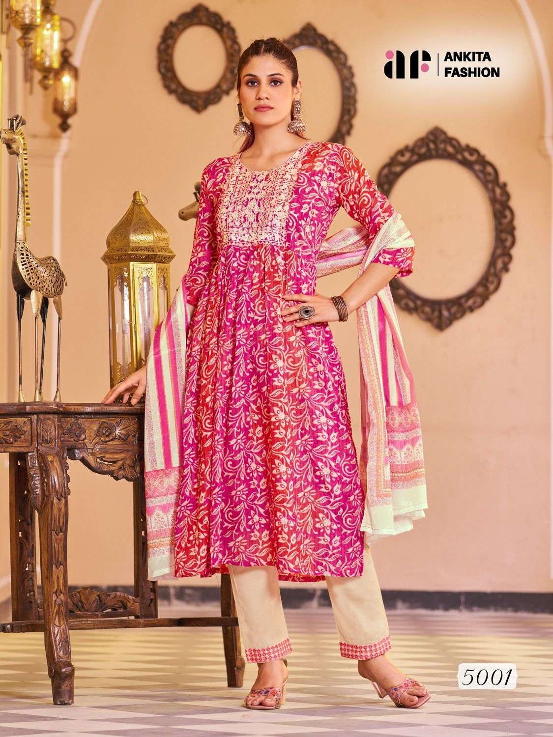 Aneri By Ankita Fashion 5001 To 5006 Series Designer Festive Suits Beautiful Fancy Colorful Stylish Party Wear & Occasional Wear Pure Mal Cotton Dresses At Wholesale Price