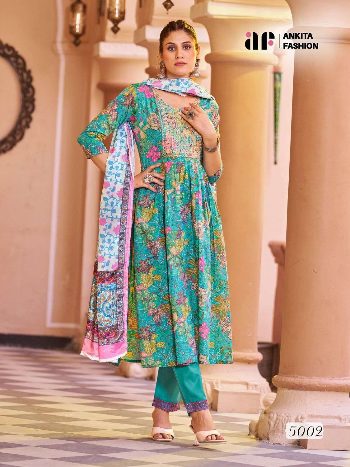 Aneri By Ankita Fashion 5001 To 5006 Series Designer Festive Suits Beautiful Fancy Colorful Stylish Party Wear & Occasional Wear Pure Mal Cotton Dresses At Wholesale Price