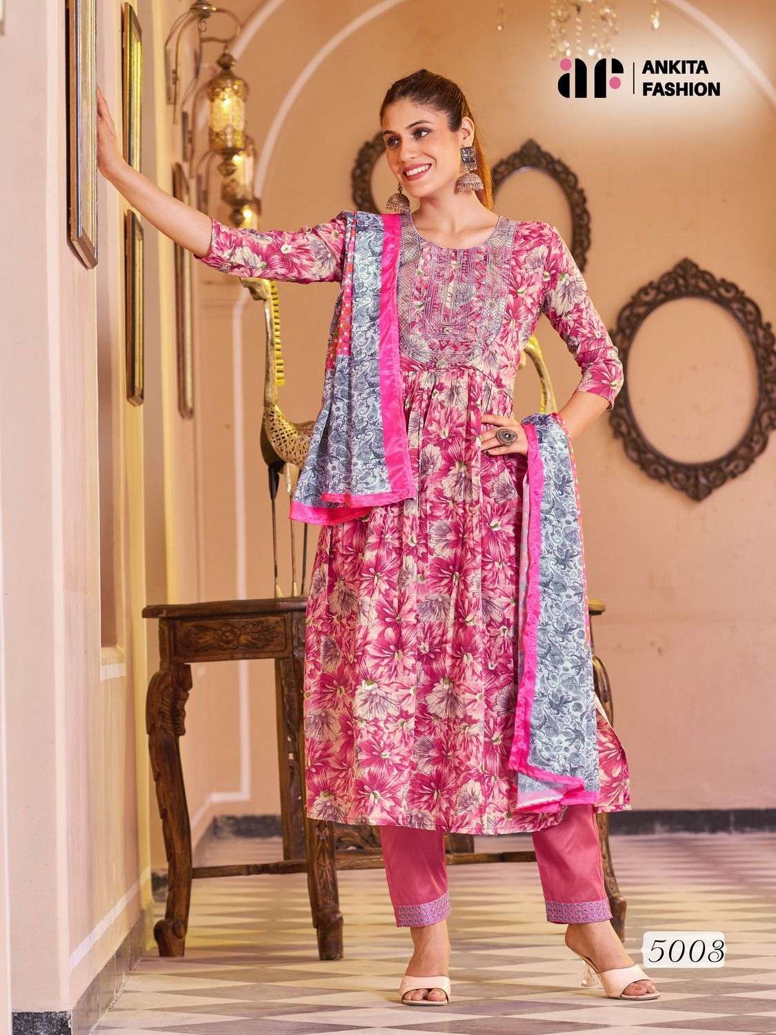 Aneri By Ankita Fashion 5001 To 5006 Series Designer Festive Suits Beautiful Fancy Colorful Stylish Party Wear & Occasional Wear Pure Mal Cotton Dresses At Wholesale Price
