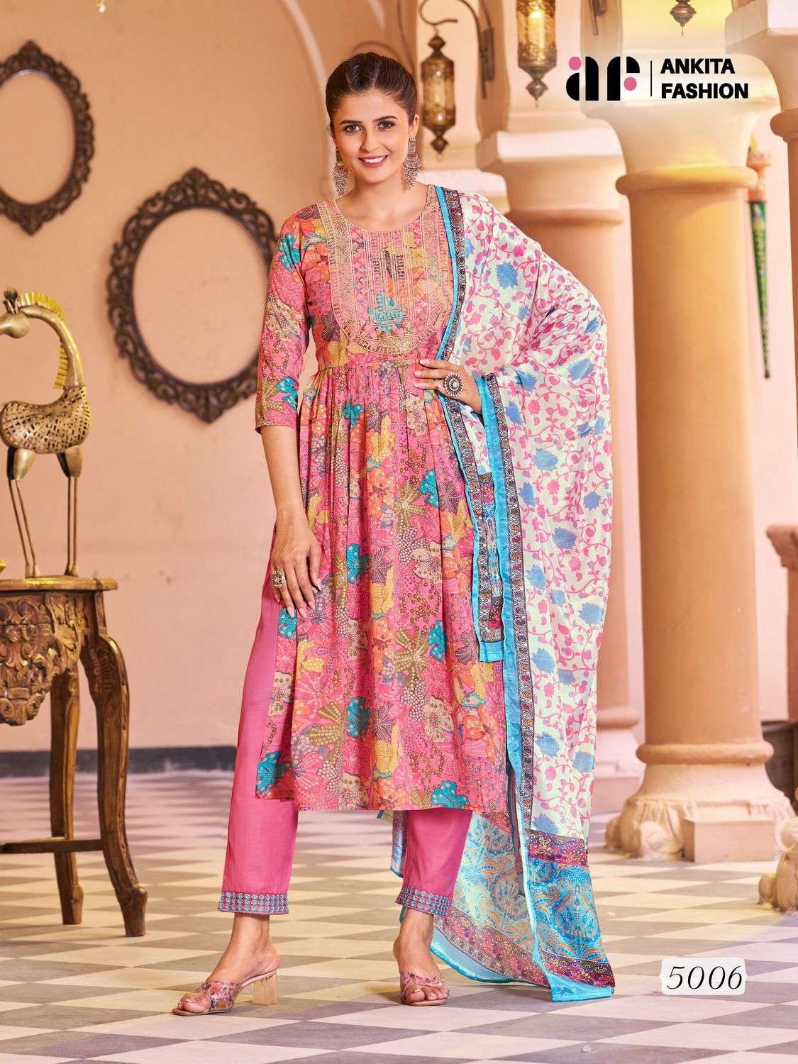 Aneri By Ankita Fashion 5001 To 5006 Series Designer Festive Suits Beautiful Fancy Colorful Stylish Party Wear & Occasional Wear Pure Mal Cotton Dresses At Wholesale Price