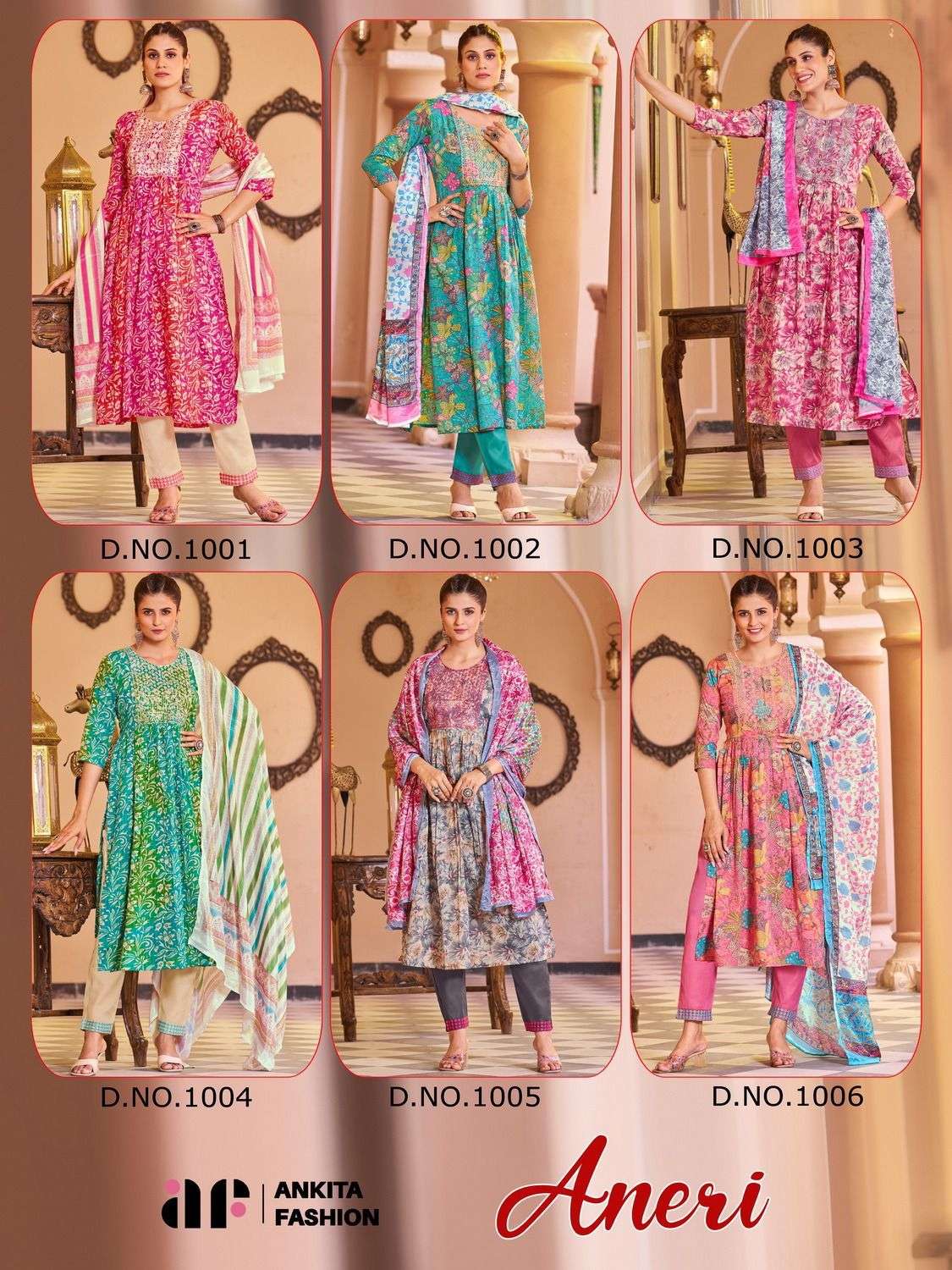 Aneri By Ankita Fashion 5001 To 5006 Series Designer Festive Suits Beautiful Fancy Colorful Stylish Party Wear & Occasional Wear Pure Mal Cotton Dresses At Wholesale Price
