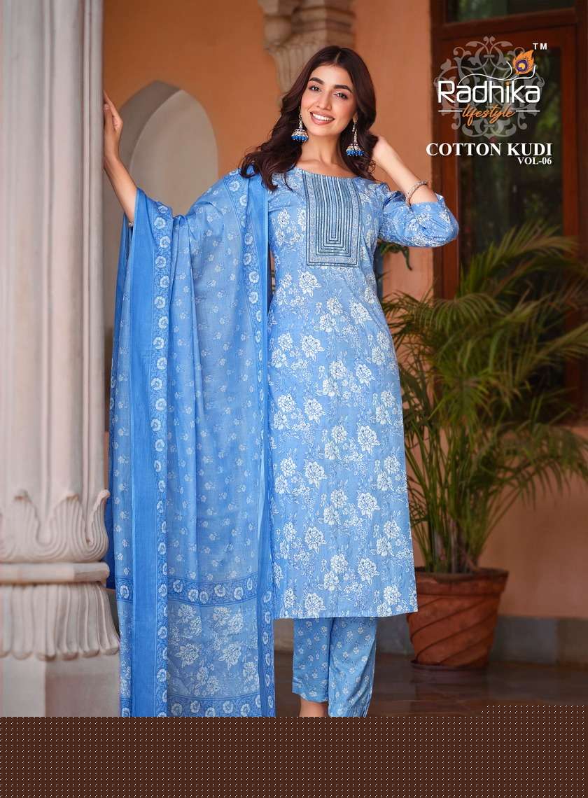 Cotton Kudi Vol-6 By Radhika Lifestyle 6001 To 6008 Series Beautiful Stylish Festive Suits Fancy Colorful Casual Wear & Ethnic Wear & Ready To Wear Cotton Print Dresses At Wholesale Price