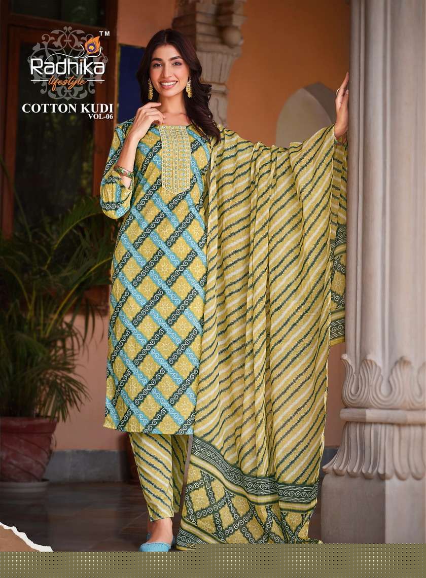 Cotton Kudi Vol-6 By Radhika Lifestyle 6001 To 6008 Series Beautiful Stylish Festive Suits Fancy Colorful Casual Wear & Ethnic Wear & Ready To Wear Cotton Print Dresses At Wholesale Price