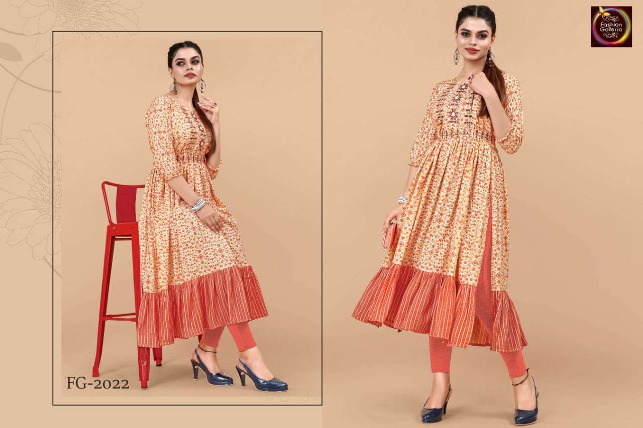 Anarkali By Fashion Galleria 2019 To 2022 Series Beautiful Stylish Fancy Colorful Casual Wear & Ethnic Wear Rayon Embroidered Kurtis At Wholesale Price