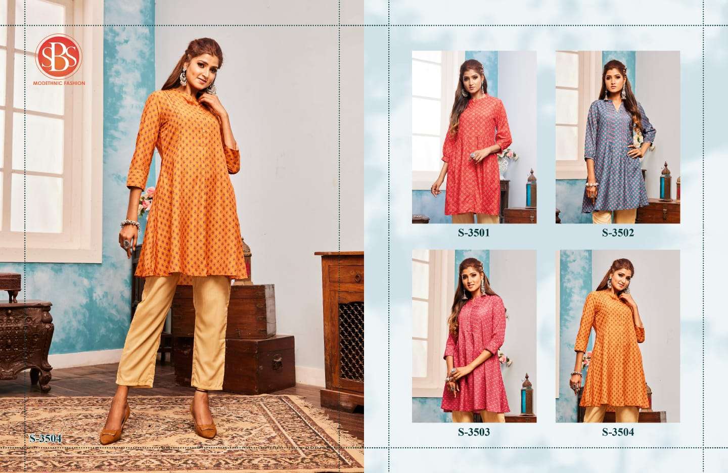 Saisha Vol-2 By Sbs 3501 To 3504 Series Beautiful Stylish Fancy Colorful Casual Wear & Ethnic Wear Muslin Kurtis At Wholesale Price