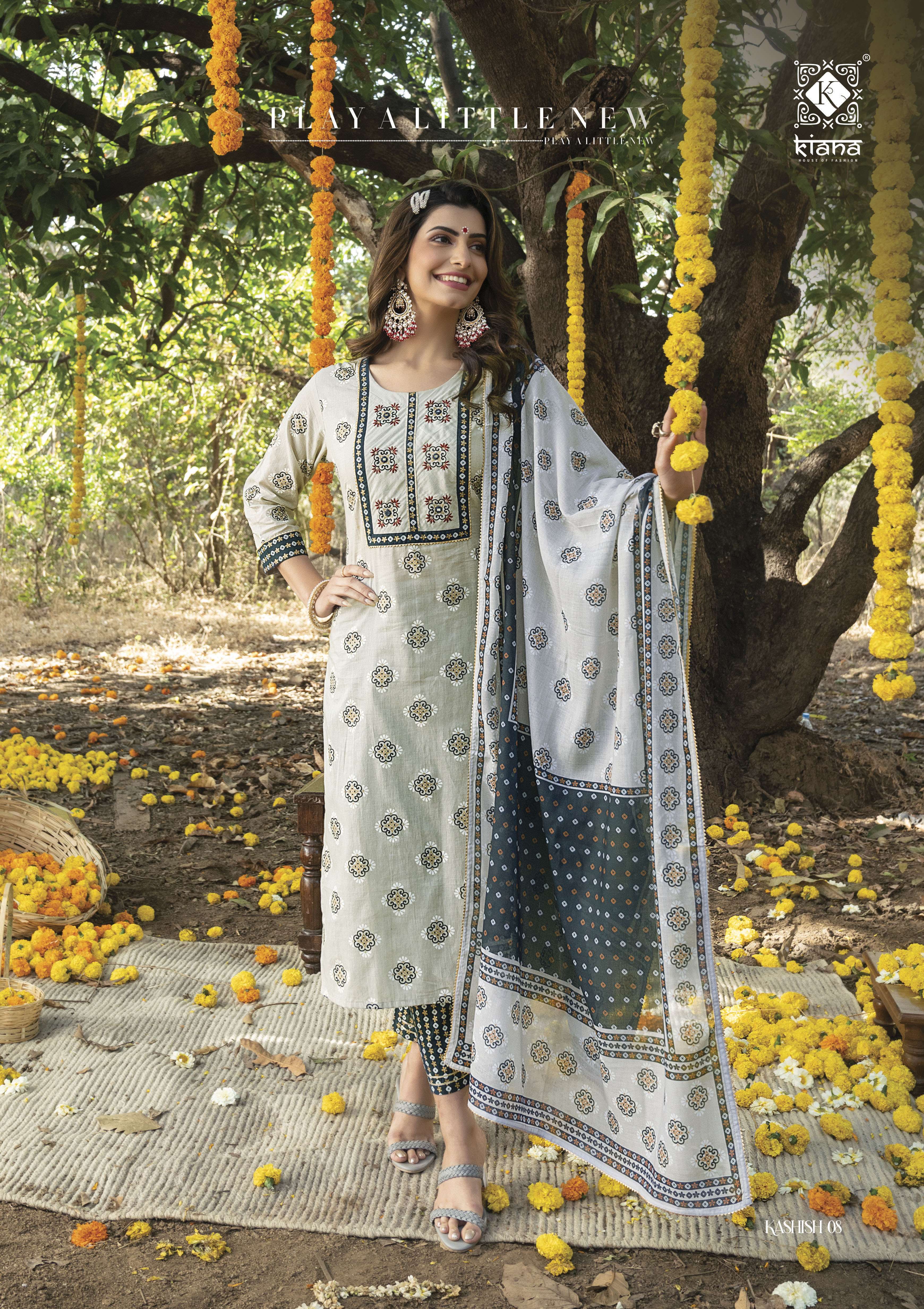Kashish By Kiana 01 To 08 Series Beautiful Festive Suits Colorful Stylish Fancy Casual Wear & Ethnic Wear Pure Cotton Print With Work Dresses At Wholesale Price