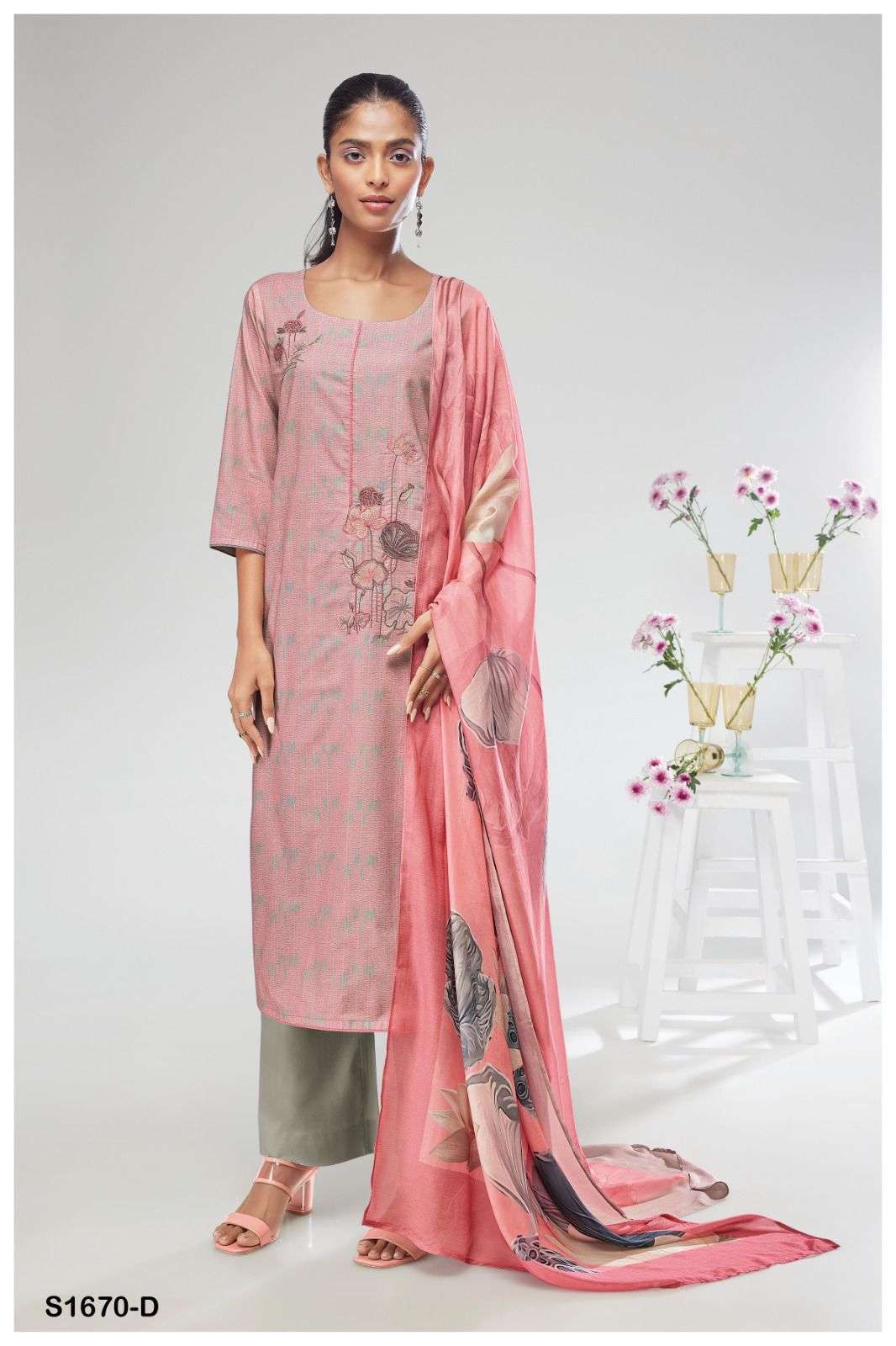 Nikita-1670 By Ganga Fashion 1670-A To 1670-D Series Beautiful Suits Colorful Stylish Fancy Casual Wear & Ethnic Wear Premium Cotton Embroidered Dresses At Wholesale Price