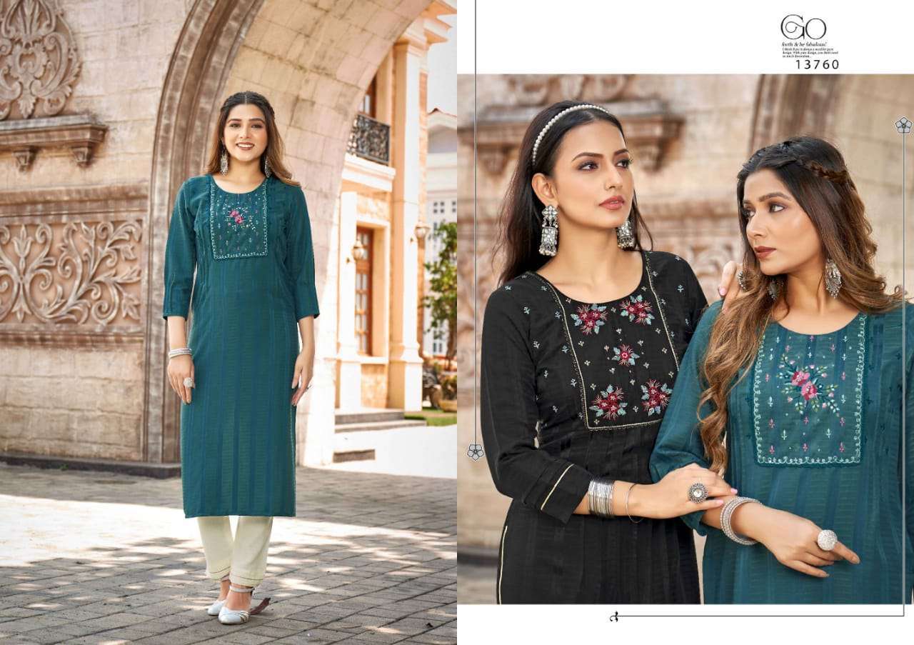 Noori By Kalaroop 13756 To 13761 Series Beautiful Stylish Fancy Colorful Casual Wear & Ethnic Wear Rayon Embroidered Kurtis At Wholesale Price