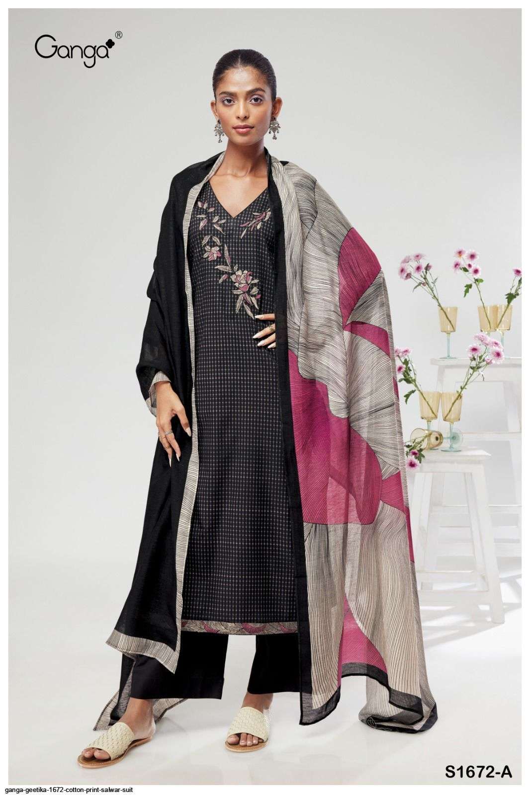 Geetika-1672 By Ganga Fashion 1672-A To 1672-D Series Beautiful Suits Colorful Stylish Fancy Casual Wear & Ethnic Wear Premium Cotton Dresses At Wholesale Price