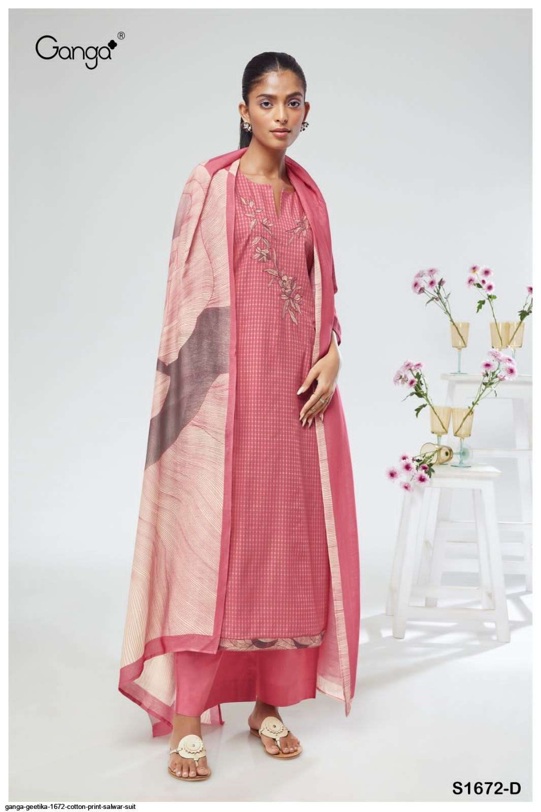 Geetika-1672 By Ganga Fashion 1672-A To 1672-D Series Beautiful Suits Colorful Stylish Fancy Casual Wear & Ethnic Wear Premium Cotton Dresses At Wholesale Price