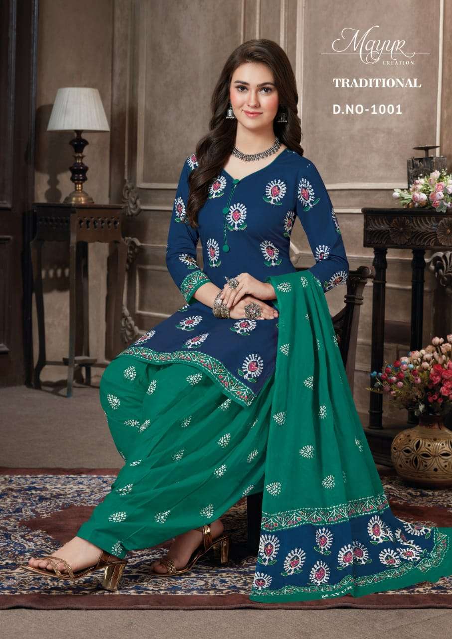 Traditional Vol-1 By Mayur Creation 1001 To 1010 Series Beautiful Suits Colorful Stylish Fancy Casual Wear & Ethnic Wear Fancy Dresses At Wholesale Price