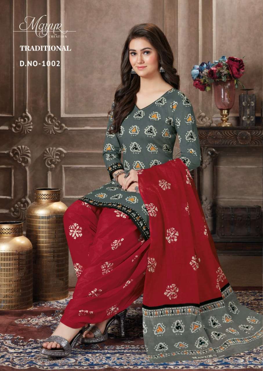 Traditional Vol-1 By Mayur Creation 1001 To 1010 Series Beautiful Suits Colorful Stylish Fancy Casual Wear & Ethnic Wear Fancy Dresses At Wholesale Price