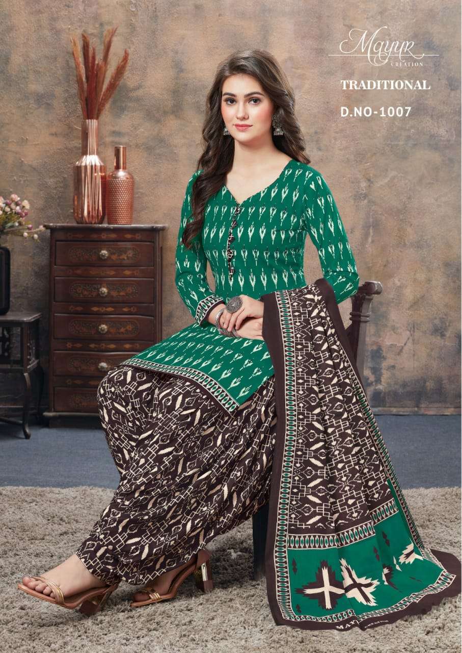 Traditional Vol-1 By Mayur Creation 1001 To 1010 Series Beautiful Suits Colorful Stylish Fancy Casual Wear & Ethnic Wear Fancy Dresses At Wholesale Price