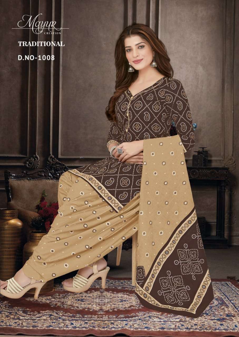 Traditional Vol-1 By Mayur Creation 1001 To 1010 Series Beautiful Suits Colorful Stylish Fancy Casual Wear & Ethnic Wear Fancy Dresses At Wholesale Price