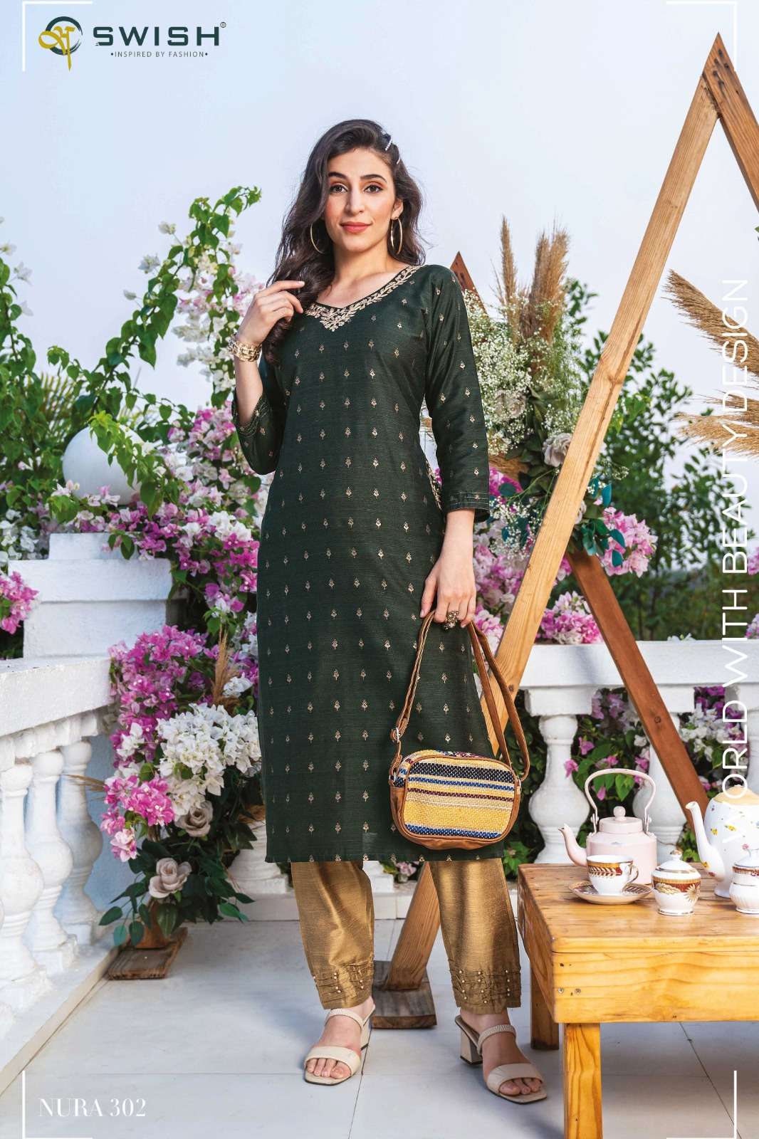 Nura Vol-3 By Swish 301 To 306 Series Beautiful Stylish Fancy Colorful Casual Wear & Ethnic Wear Jacquard Kurtis At Wholesale Price