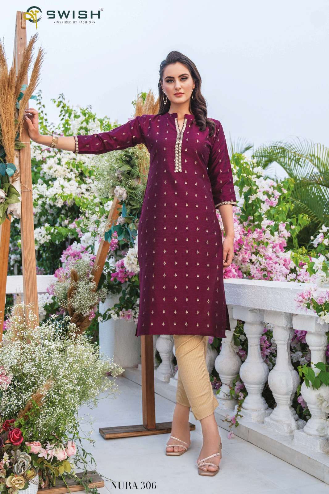 Nura Vol-3 By Swish 301 To 306 Series Beautiful Stylish Fancy Colorful Casual Wear & Ethnic Wear Jacquard Kurtis At Wholesale Price