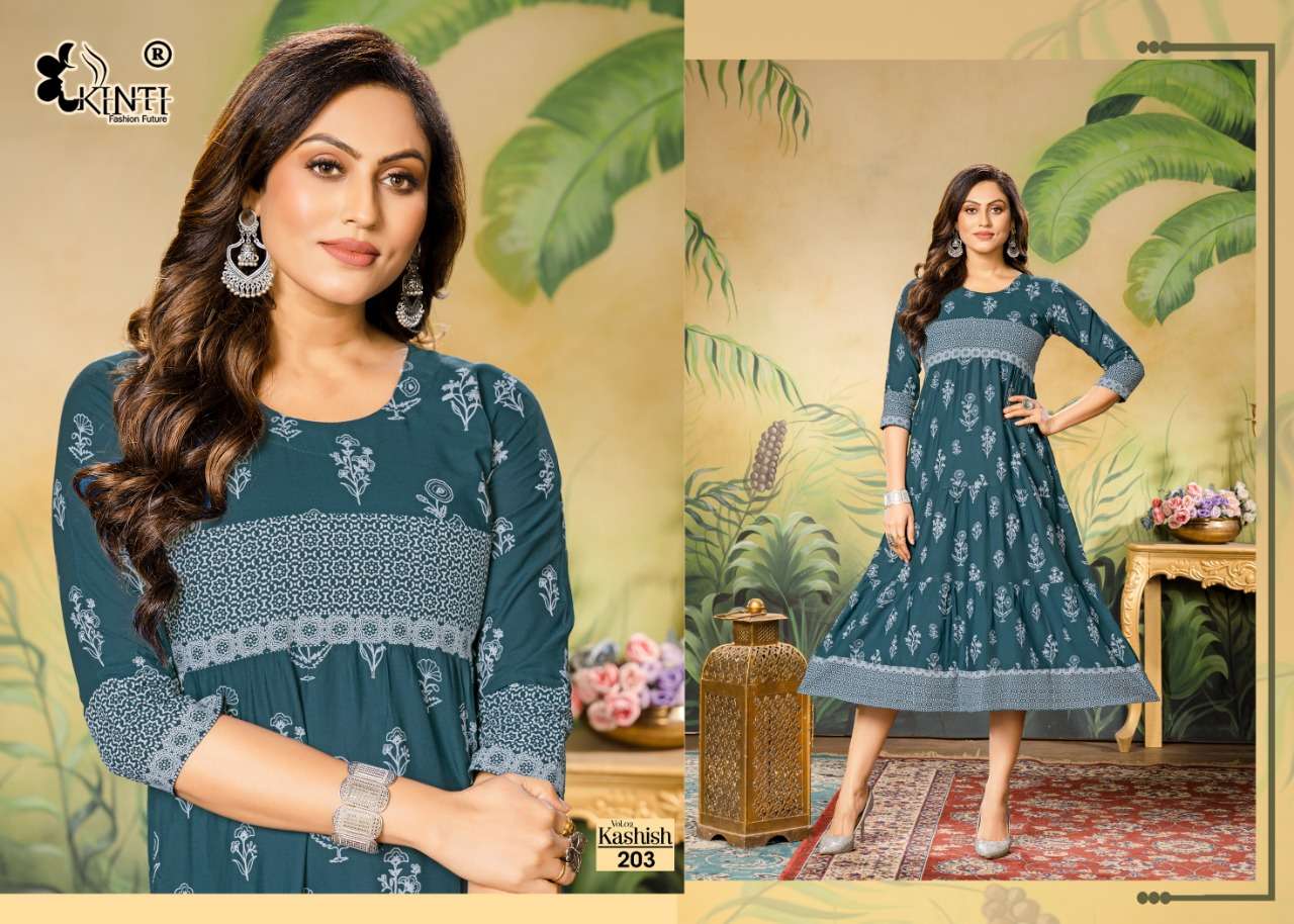 Kashish Vol-2 By Kinti 201 To 208 Series Beautiful Stylish Fancy Colorful Casual Wear & Ethnic Wear Rayon Print Kurtis At Wholesale Price