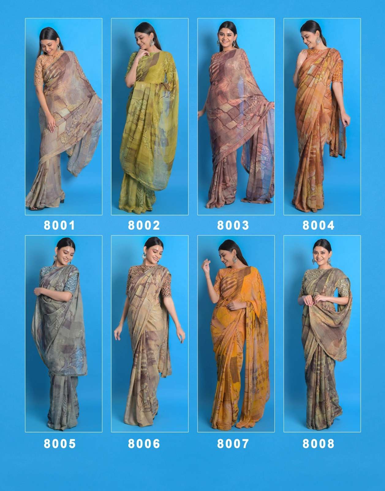 Merce Digital By Ashima 8001 To 8008 Series Indian Traditional Wear Collection Beautiful Stylish Fancy Colorful Party Wear & Occasional Wear Dull Moss Sarees At Wholesale Price