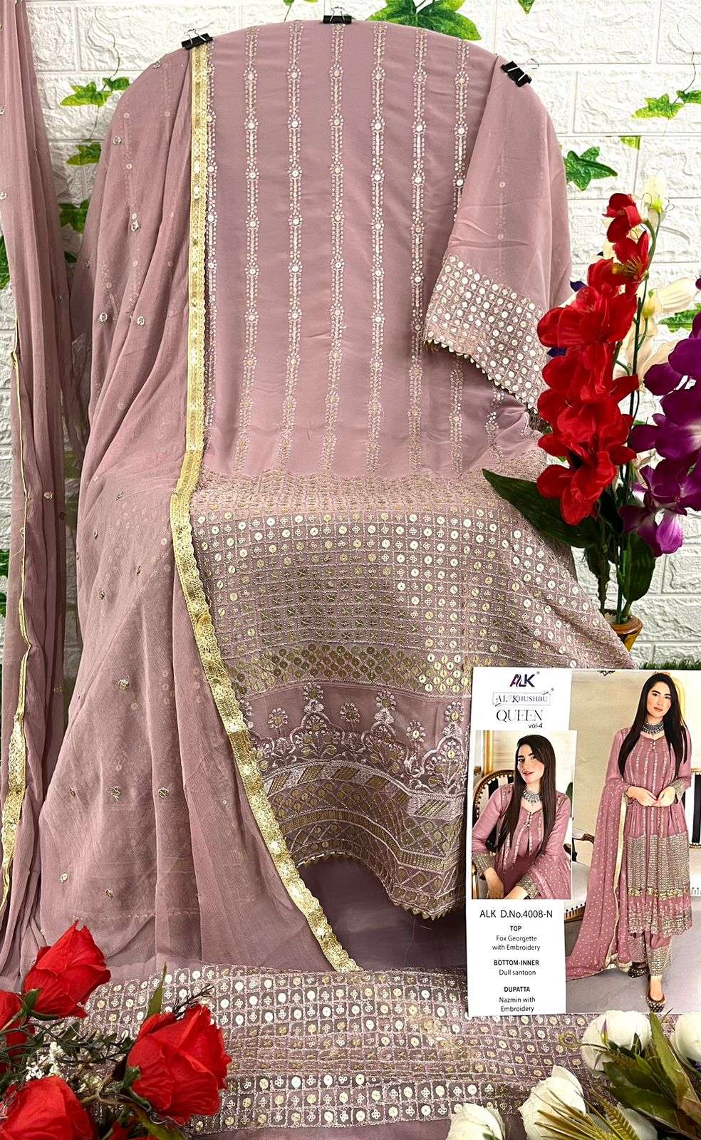 Queen Vol-4 By Al Khushbu 4008-L To 4008-O Series Beautiful Pakistani Suits Colorful Stylish Fancy Casual Wear & Ethnic Wear Faux Georgette Dresses At Wholesale Price