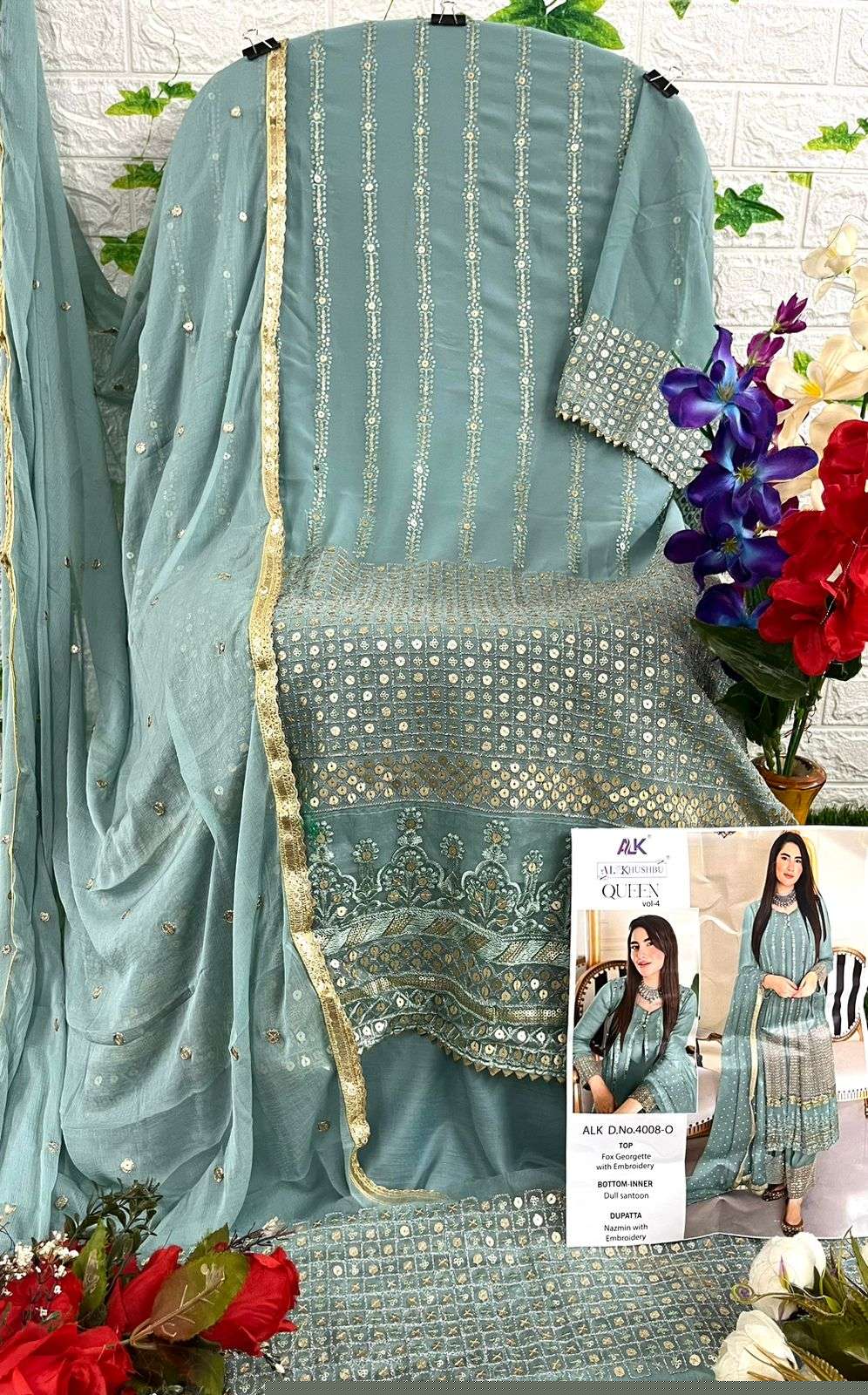 Queen Vol-4 By Al Khushbu 4008-L To 4008-O Series Beautiful Pakistani Suits Colorful Stylish Fancy Casual Wear & Ethnic Wear Faux Georgette Dresses At Wholesale Price
