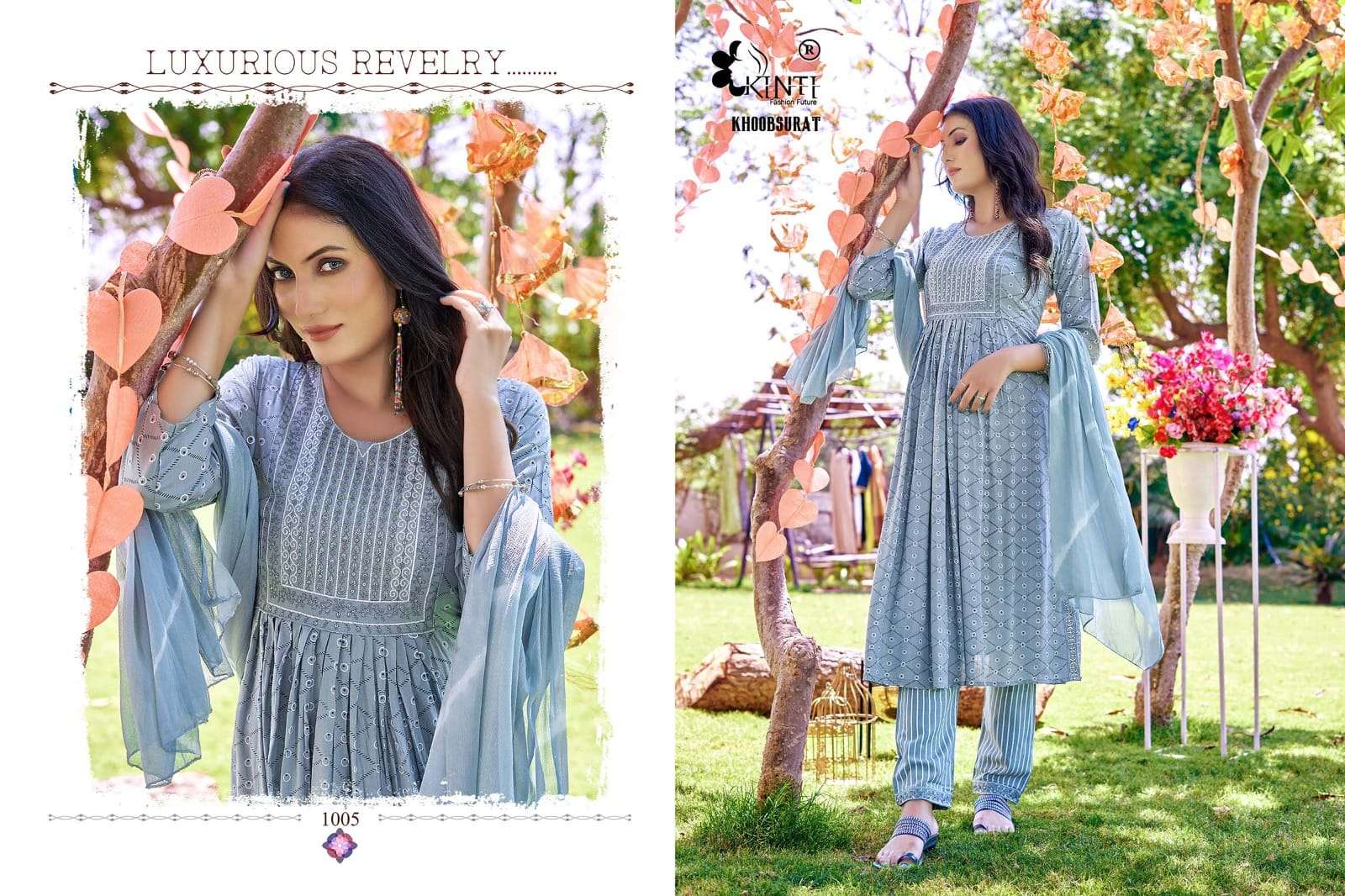 Khoobsurat By Kinti 1001 To 1006 Series Beautiful Stylish Fancy Colorful Casual Wear & Ethnic Wear Rayon Slub Kurtis With Bottom At Wholesale Price