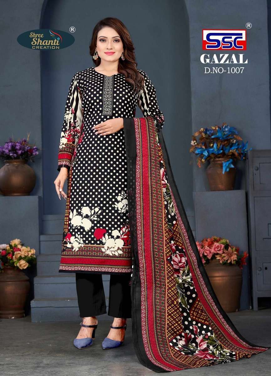 Gazal Vol-1 By Shree Shanti Creation 1001 To 1008 Series Beautiful Festive Suits Colorful Stylish Fancy Casual Wear & Ethnic Wear Pure Cotton Print Dresses At Wholesale Price