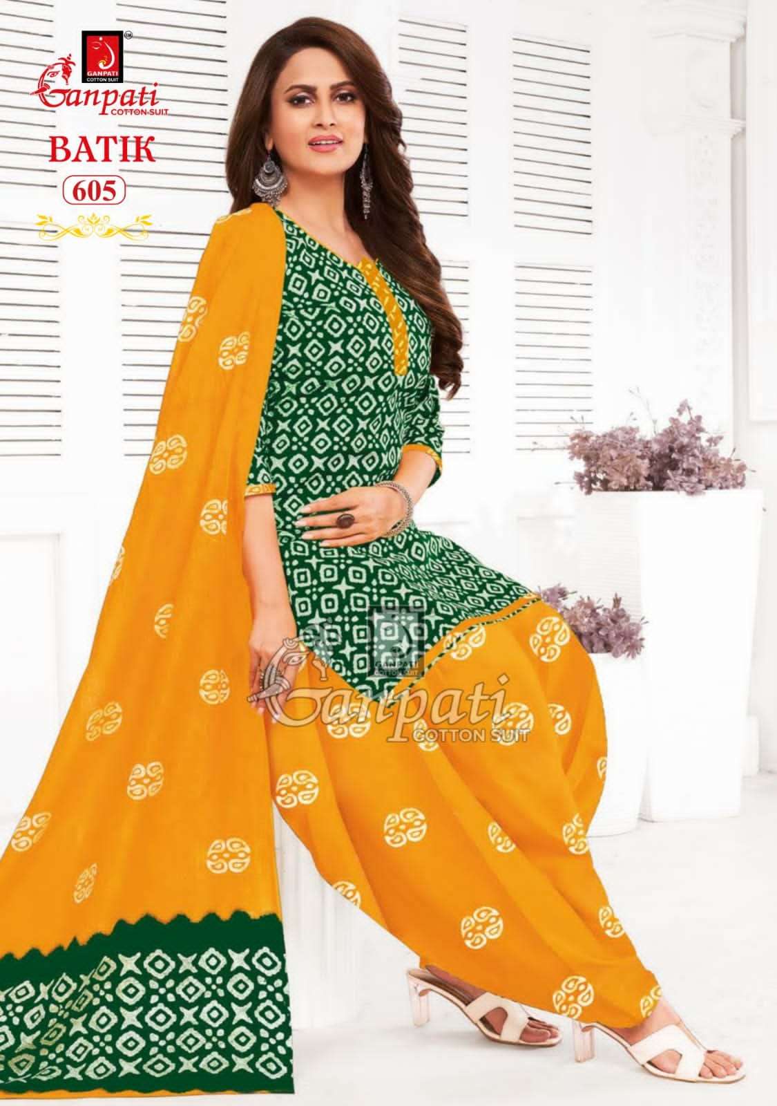 Batik Vol-6 By Ganpati Cotton Suits 601 To 615 Series Beautiful Festive Suits Colorful Stylish Fancy Casual Wear & Ethnic Wear Pure Cotton Print Dresses At Wholesale Price