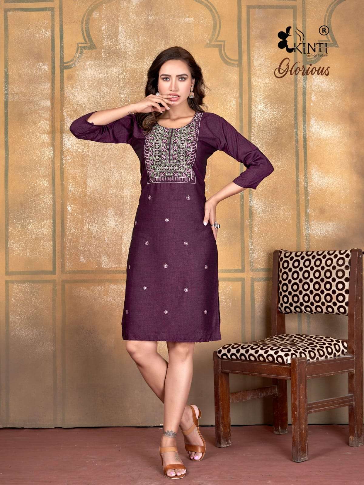 Glorious By Kinti 1001 To 1008 Series Beautiful Stylish Fancy Colorful Casual Wear & Ethnic Wear Heavy Rayon Foil Kurtis At Wholesale Price