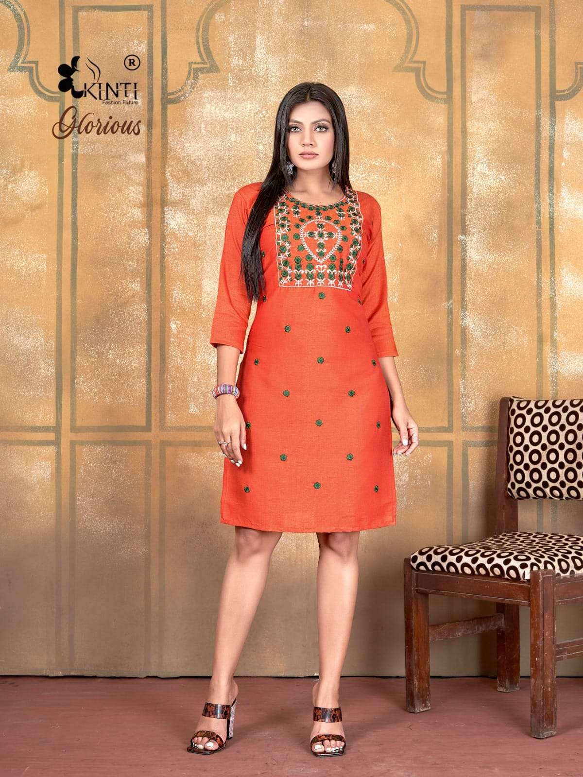 Glorious By Kinti 1001 To 1008 Series Beautiful Stylish Fancy Colorful Casual Wear & Ethnic Wear Heavy Rayon Foil Kurtis At Wholesale Price