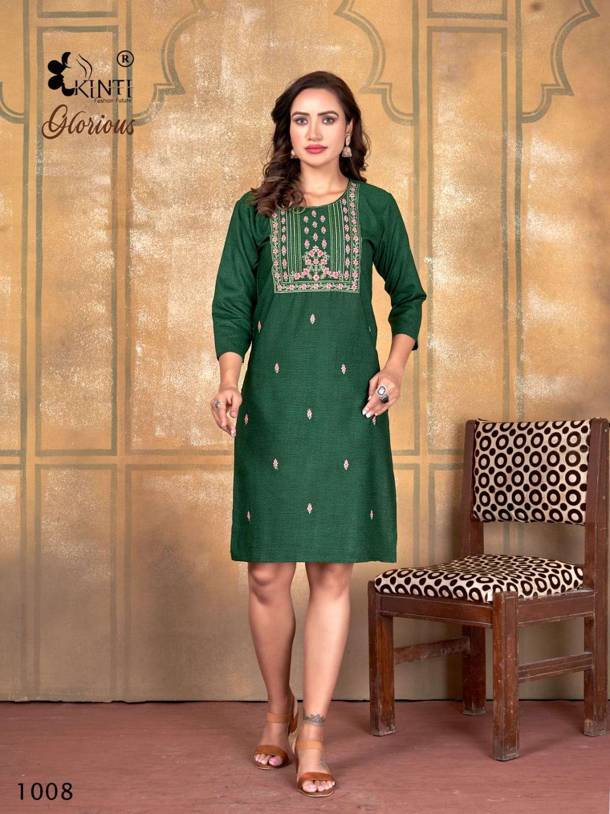 Glorious By Kinti 1001 To 1008 Series Beautiful Stylish Fancy Colorful Casual Wear & Ethnic Wear Heavy Rayon Foil Kurtis At Wholesale Price