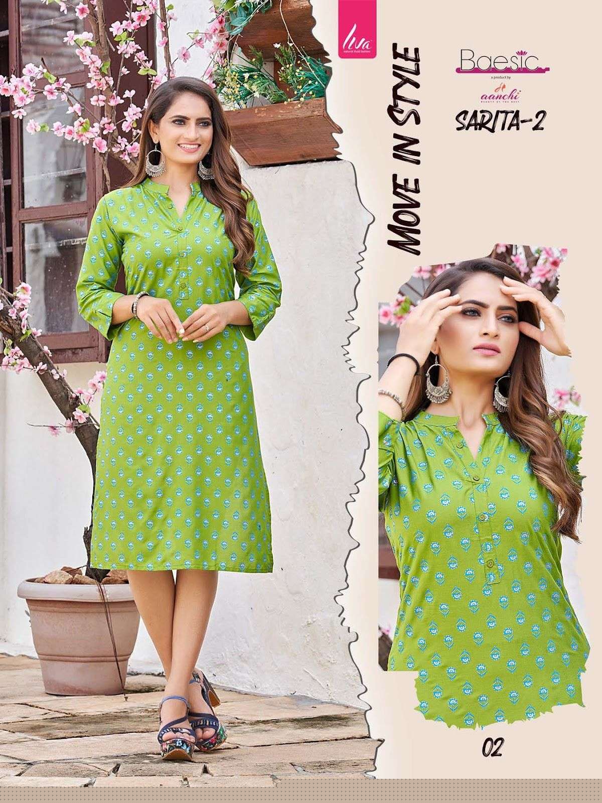 Sarita Vol-2 By Aanchi 01 To 06 Series Beautiful Stylish Fancy Colorful Casual Wear & Ethnic Wear Heavy Rayon Foil Kurtis At Wholesale Price