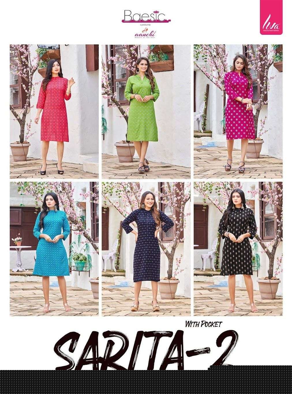 Sarita Vol-2 By Aanchi 01 To 06 Series Beautiful Stylish Fancy Colorful Casual Wear & Ethnic Wear Heavy Rayon Foil Kurtis At Wholesale Price