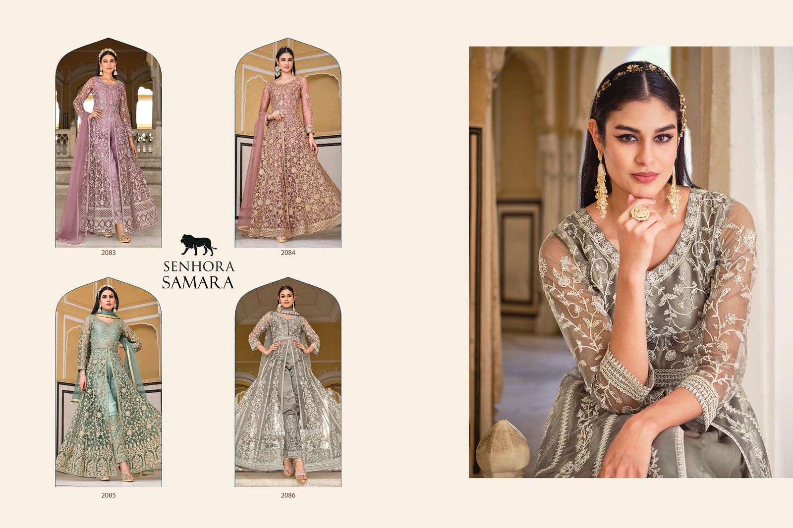 Samara By Senhora Dresses 2083 To 2086 Series Beautiful Suits Colorful Stylish Fancy Casual Wear & Ethnic Wear Pure Net Dresses At Wholesale Price