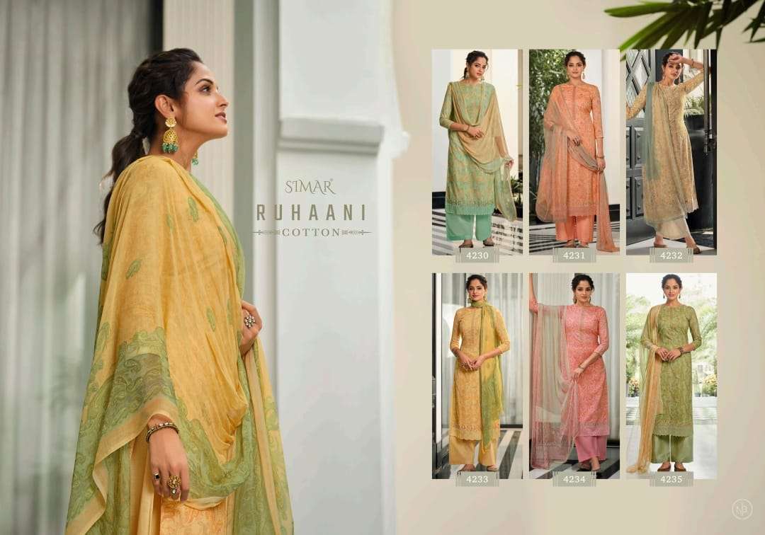 Ruhaani By Glossy 4230 To 4235 Series Designer Festive Suits Collection Beautiful Stylish Colorful Fancy Party Wear & Occasional Wear Pure Cotton Dresses At Wholesale Price