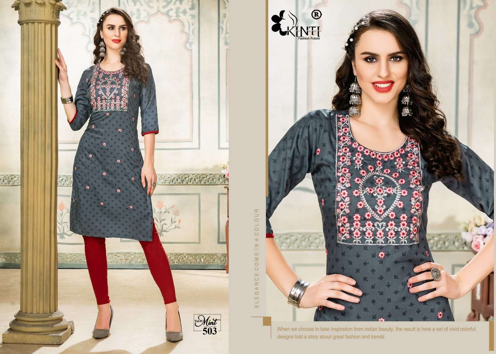 Mint Vol-5 By Kinti 501 To 508 Series Beautiful Stylish Fancy Colorful Casual Wear & Ethnic Wear Heavy Rayon Slub Print Kurtis At Wholesale Price