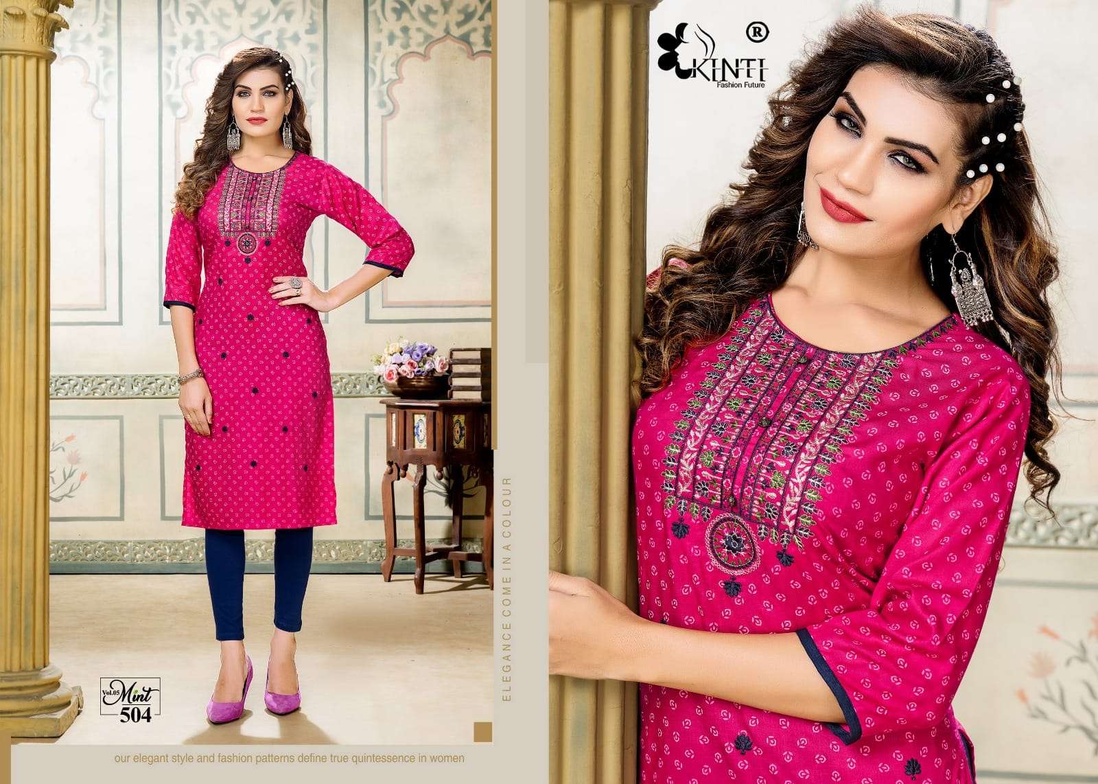 Mint Vol-5 By Kinti 501 To 508 Series Beautiful Stylish Fancy Colorful Casual Wear & Ethnic Wear Heavy Rayon Slub Print Kurtis At Wholesale Price