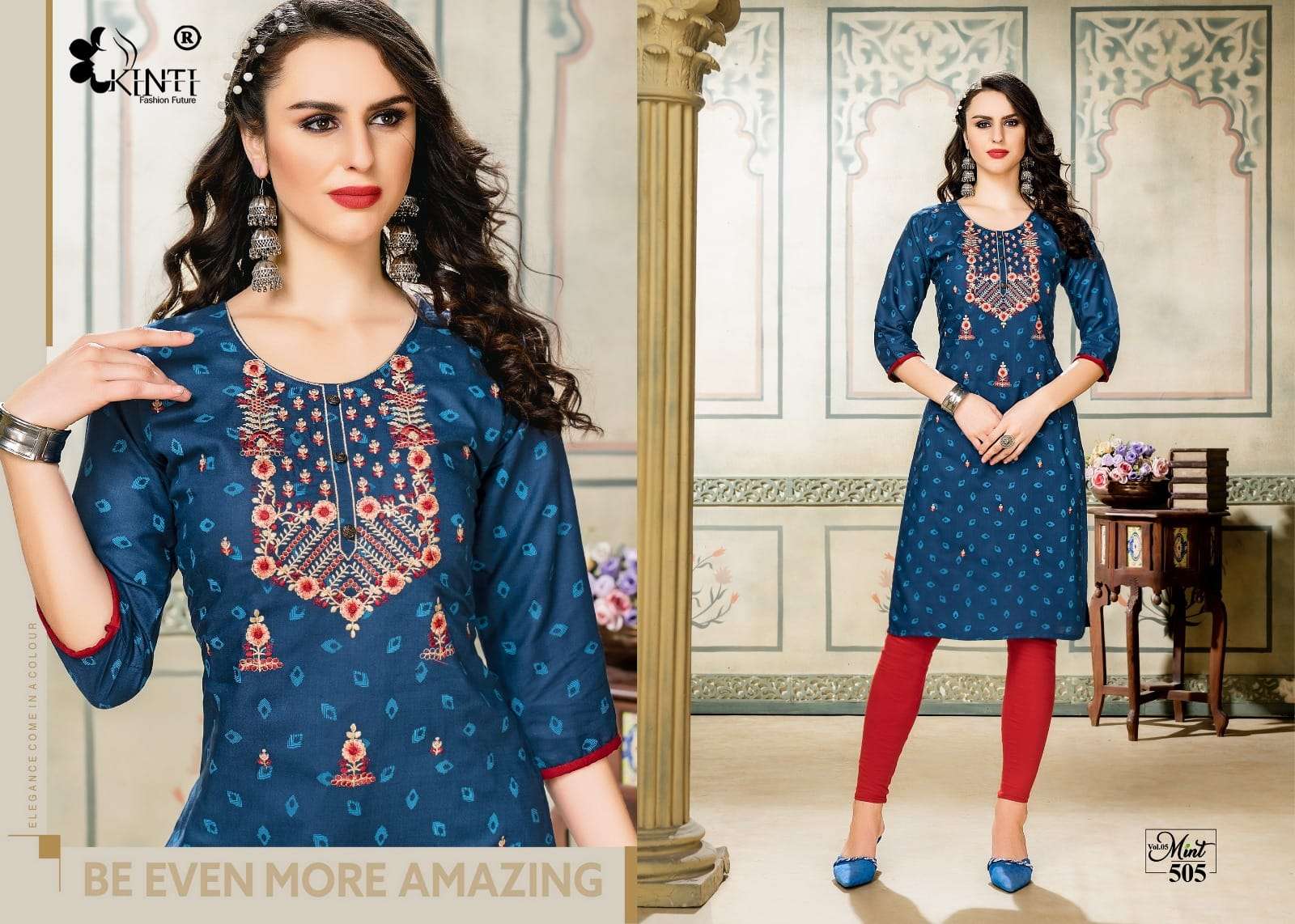 Mint Vol-5 By Kinti 501 To 508 Series Beautiful Stylish Fancy Colorful Casual Wear & Ethnic Wear Heavy Rayon Slub Print Kurtis At Wholesale Price