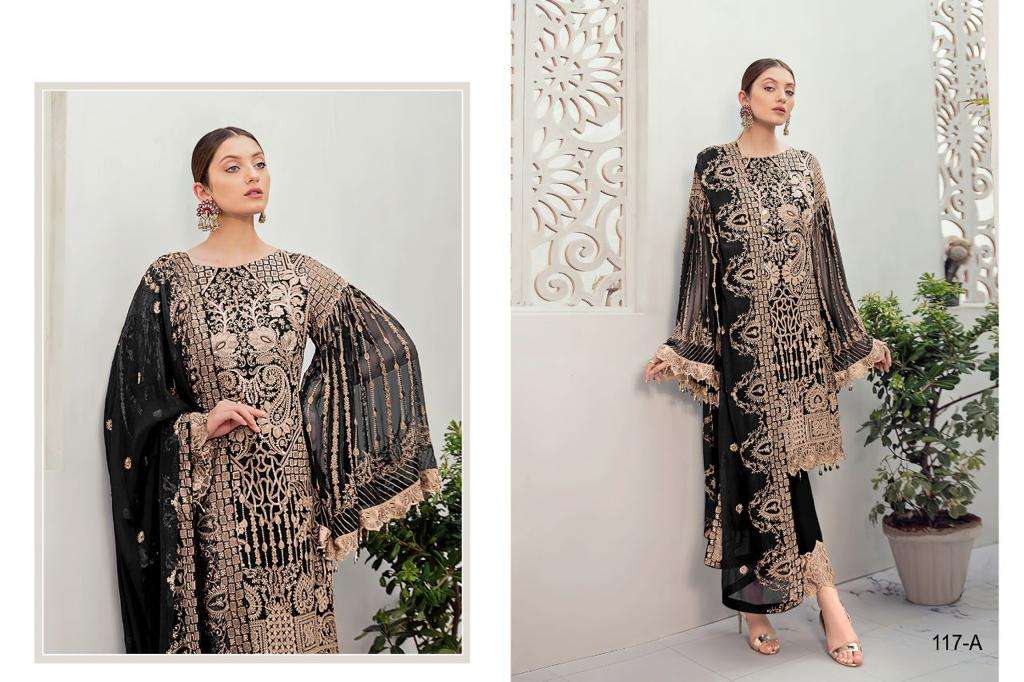 Zarlish 117 Colours By Zarlish 117-A To 117-D Series Beautiful Stylish Pakistani Suits Fancy Colorful Casual Wear & Ethnic Wear & Ready To Wear Georgette Embroidery Dresses At Wholesale Price
