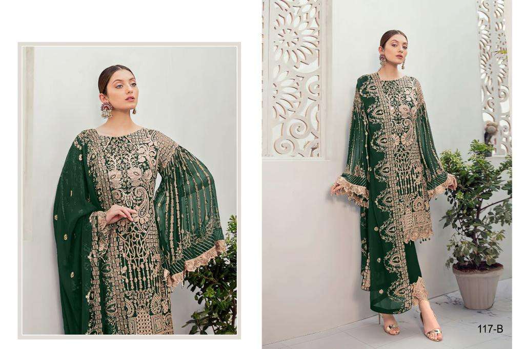 Zarlish 117 Colours By Zarlish 117-A To 117-D Series Beautiful Stylish Pakistani Suits Fancy Colorful Casual Wear & Ethnic Wear & Ready To Wear Georgette Embroidery Dresses At Wholesale Price