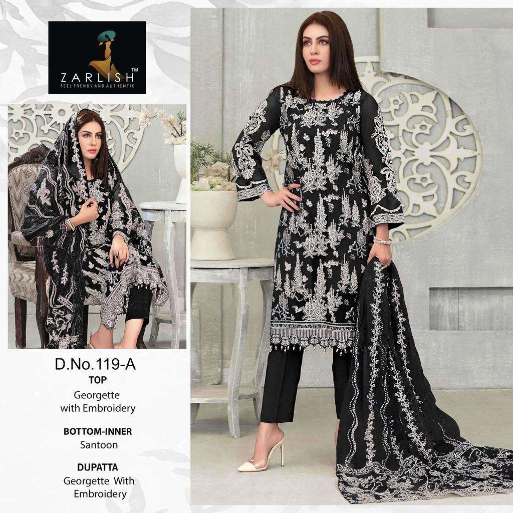 Zarlish 119 Colours By Zarlish Beautiful Stylish Pakistani Suits Fancy Colorful Casual Wear & Ethnic Wear & Ready To Wear Georgette Embroidery Dresses At Wholesale Price