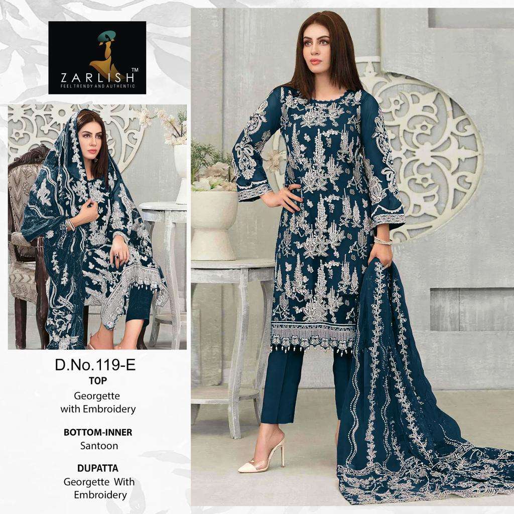 Zarlish 119 Colours By Zarlish Beautiful Stylish Pakistani Suits Fancy Colorful Casual Wear & Ethnic Wear & Ready To Wear Georgette Embroidery Dresses At Wholesale Price