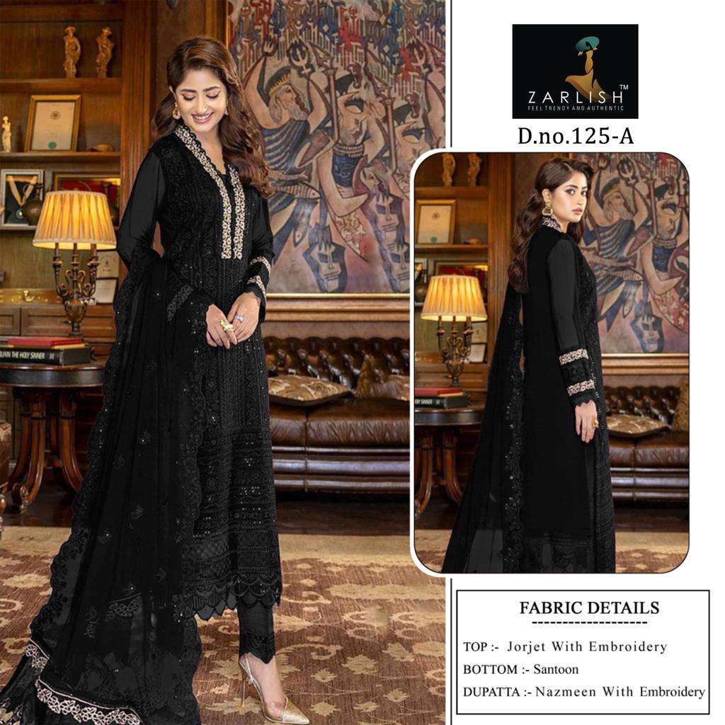 Zarlish 125 Colours By Zarlish 125-A To 125-D Series Beautiful Stylish Pakistani Suits Fancy Colorful Casual Wear & Ethnic Wear & Ready To Wear Georgette Embroidery Dresses At Wholesale Price